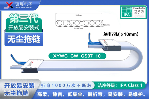 （4）蘇州訊煜電子,開(kāi)放易安裝式無(wú)塵拖鏈（3代）,XYWC-CW-CS07-10<br/>訊煜開(kāi)放易安裝式無(wú)塵拖鏈（第3代屏蔽款）_214
